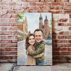 Karykatura personalizowana pary – Kraków Rynek Główny nacegle