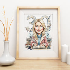 Karykatura Pisarka na 30 Urodziny - Personalizowany Prezent mockup 3