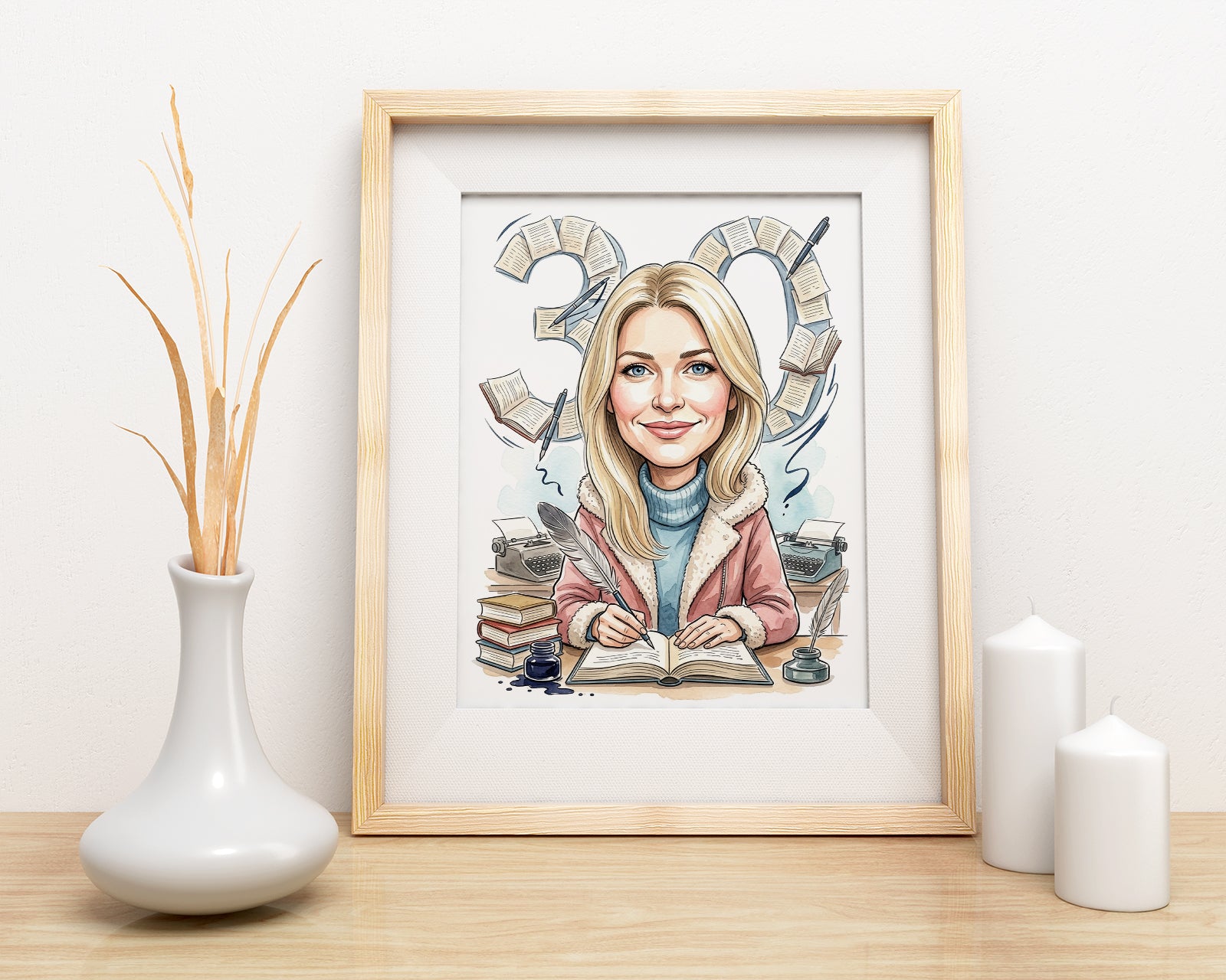 Karykatura Pisarka na 30 Urodziny - Personalizowany Prezent mockup 3
