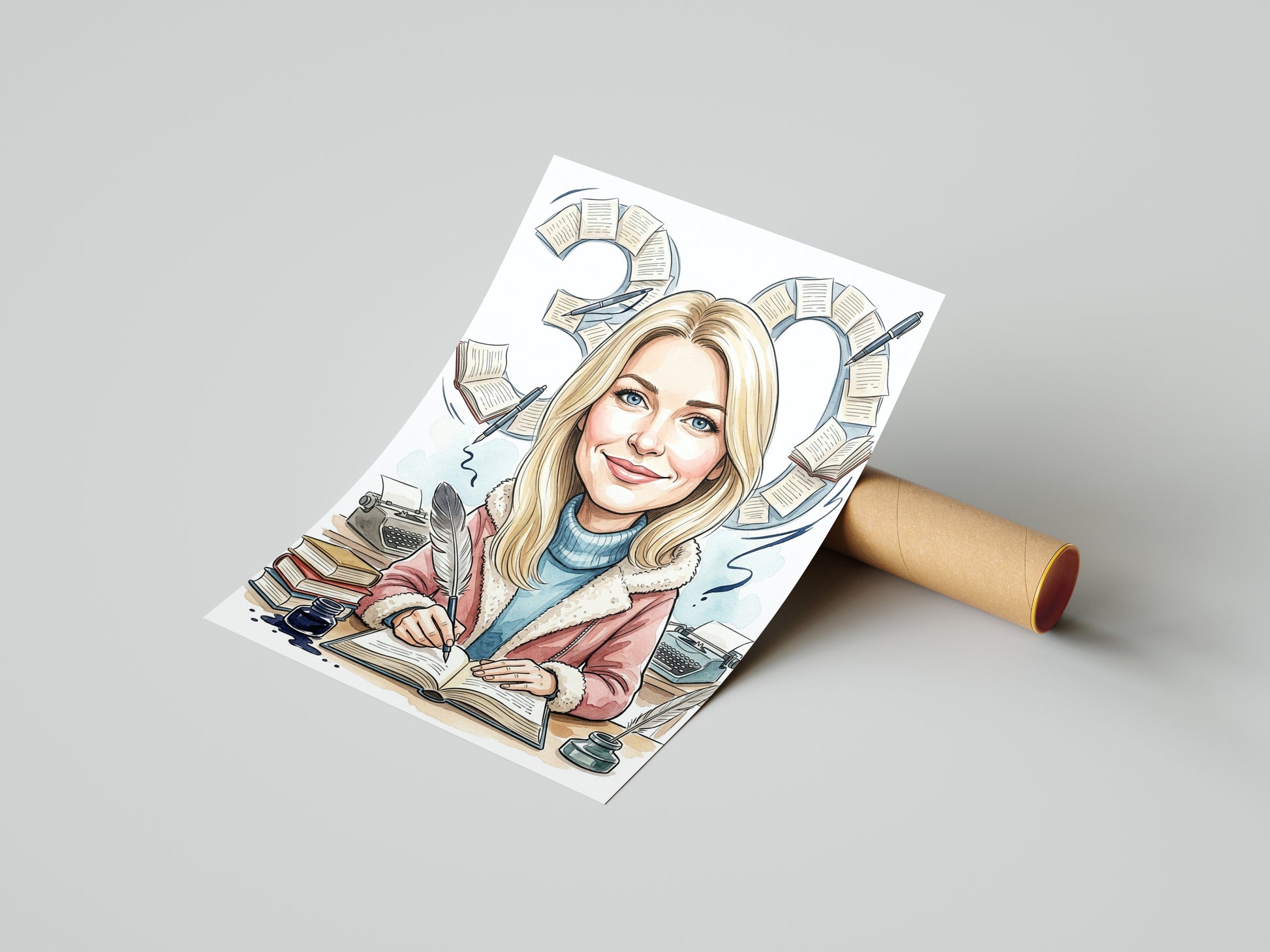 Karykatura Pisarka na 30 Urodziny - Personalizowany Prezent mockup 4