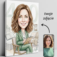 Karykatura personalizowana psycholog na 40 urodziny glowne