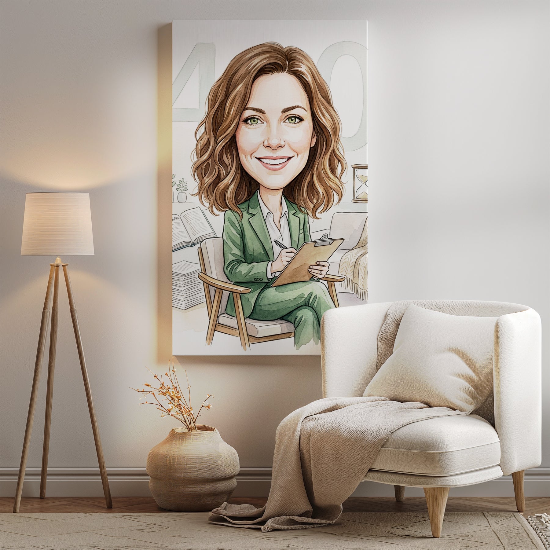 Karykatura personalizowana psycholog na 40 urodziny mockup 2