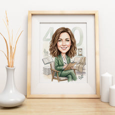 Karykatura personalizowana psycholog na 40 urodziny mockup 3