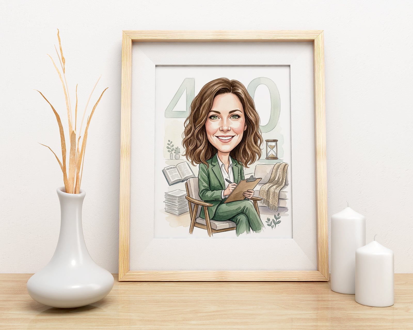 Karykatura personalizowana psycholog na 40 urodziny mockup 3