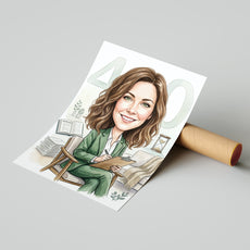 Karykatura personalizowana psycholog na 40 urodziny mockup 4
