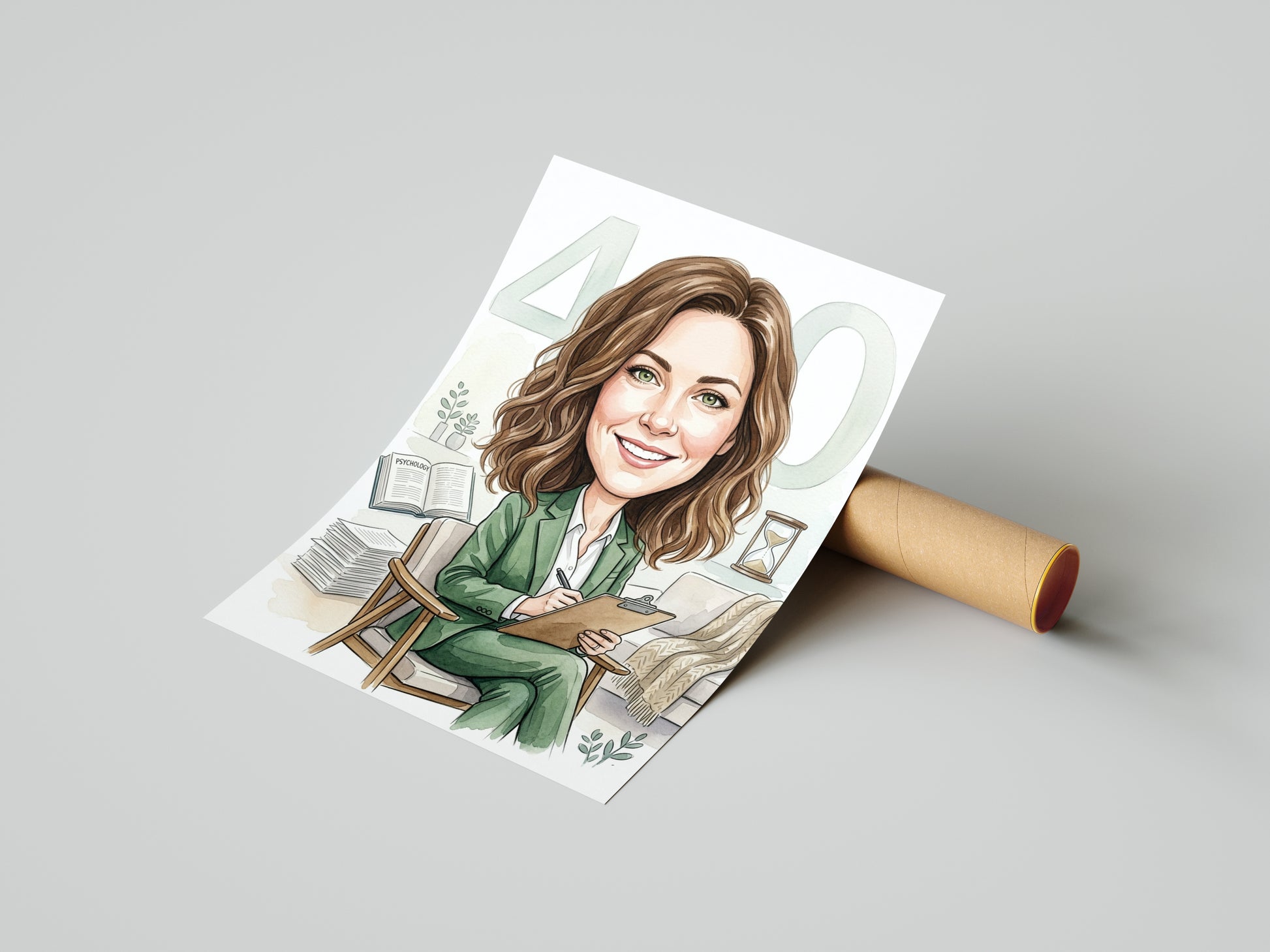 Karykatura personalizowana psycholog na 40 urodziny mockup 4