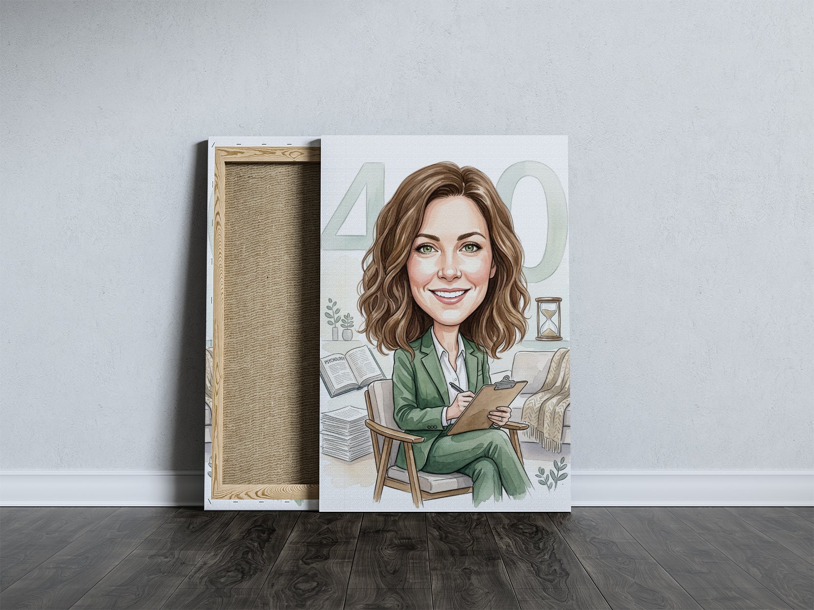 Karykatura personalizowana psycholog na 40 urodziny mockup 5
