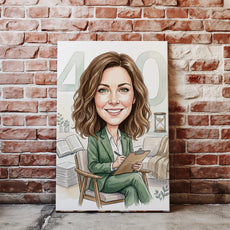 Karykatura personalizowana psycholog na 40 urodziny nacegle