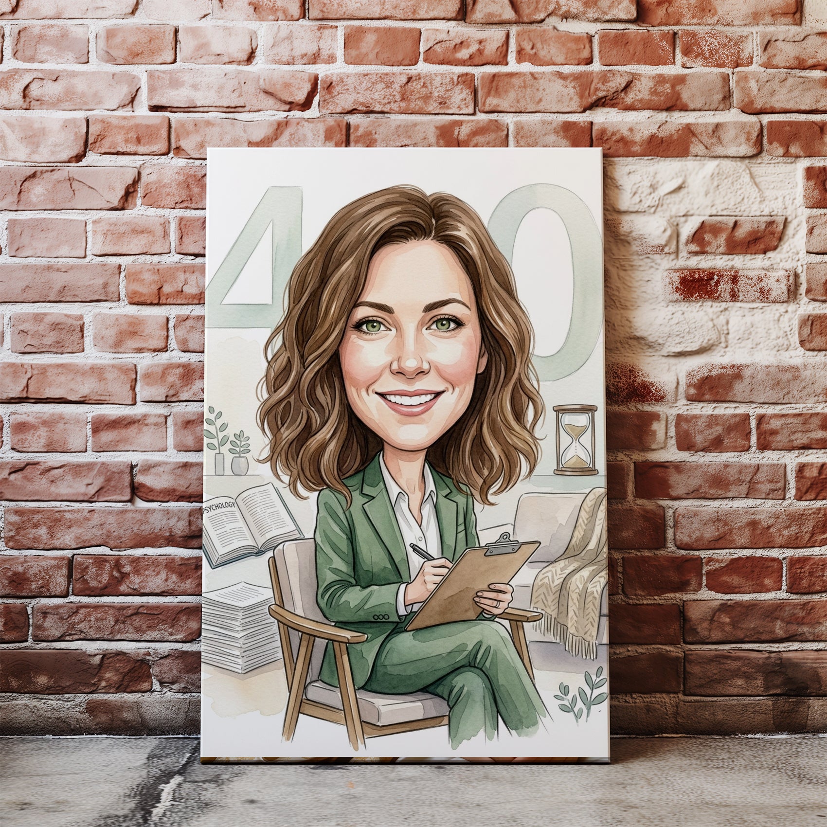 Karykatura personalizowana psycholog na 40 urodziny nacegle