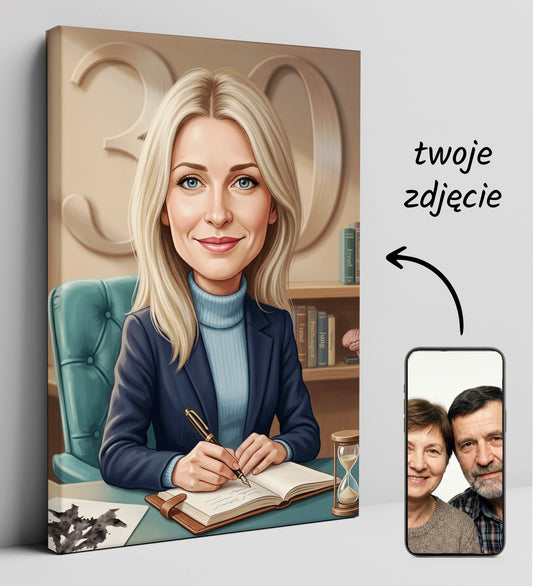 Karykatura psycholożki na 30 Urodziny - Personalizowany Prezent glowne