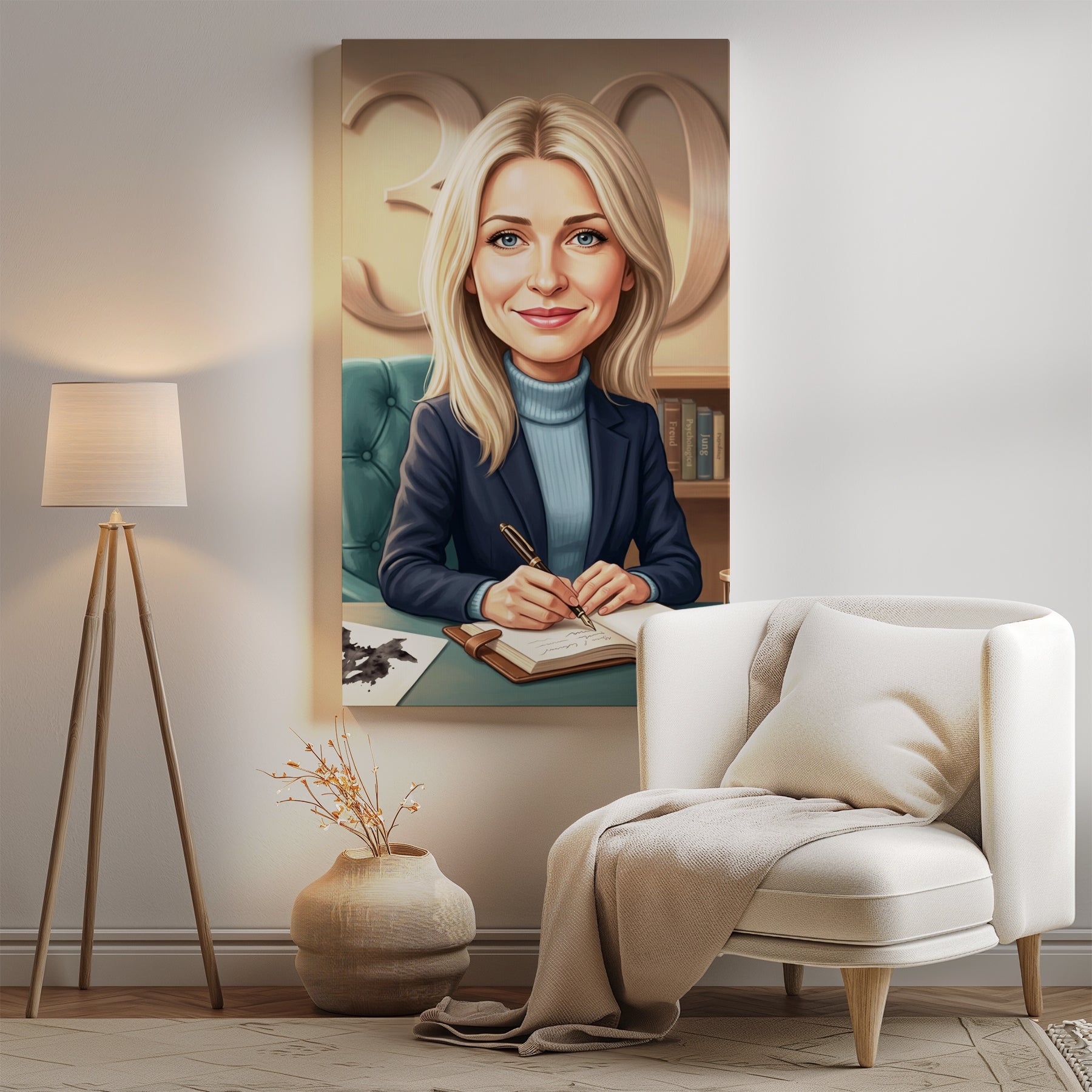 Karykatura psycholożki na 30 Urodziny - Personalizowany Prezent mockup 2