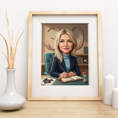 Karykatura psycholożki na 30 Urodziny - Personalizowany Prezent mockup 3