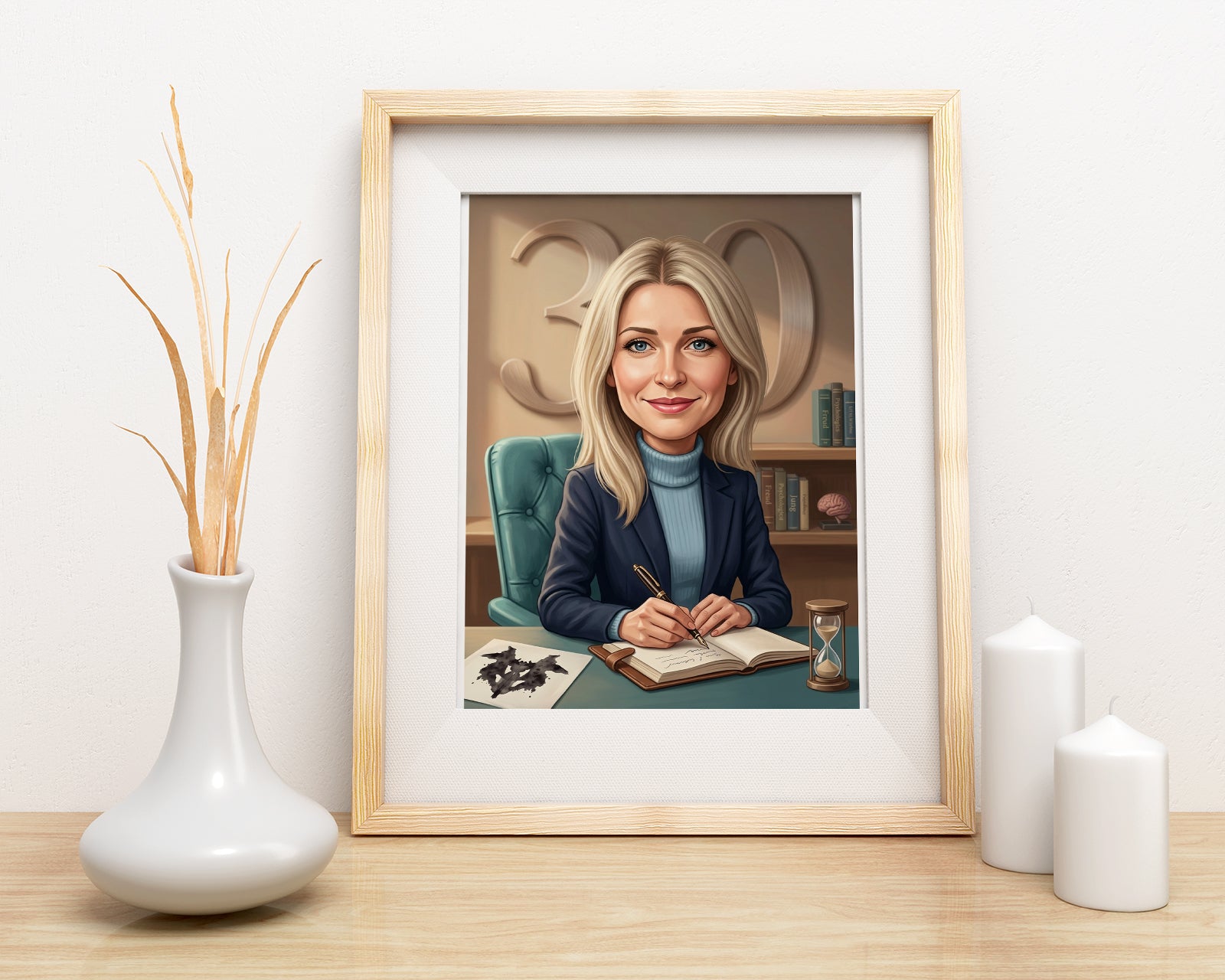 Karykatura psycholożki na 30 Urodziny - Personalizowany Prezent mockup 3
