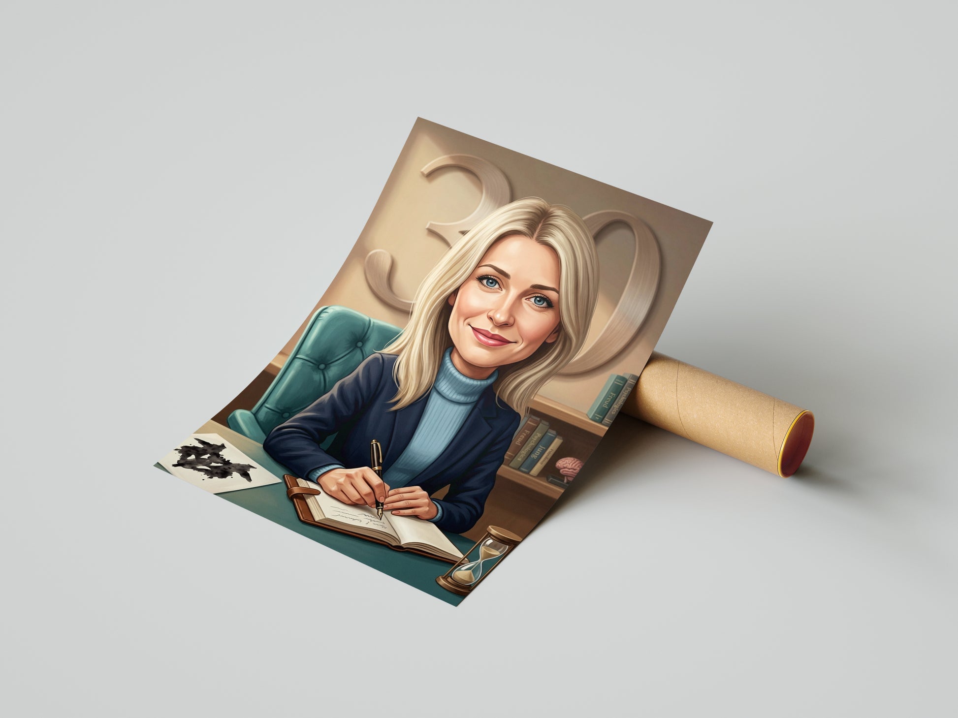 Karykatura psycholożki na 30 Urodziny - Personalizowany Prezent mockup 4