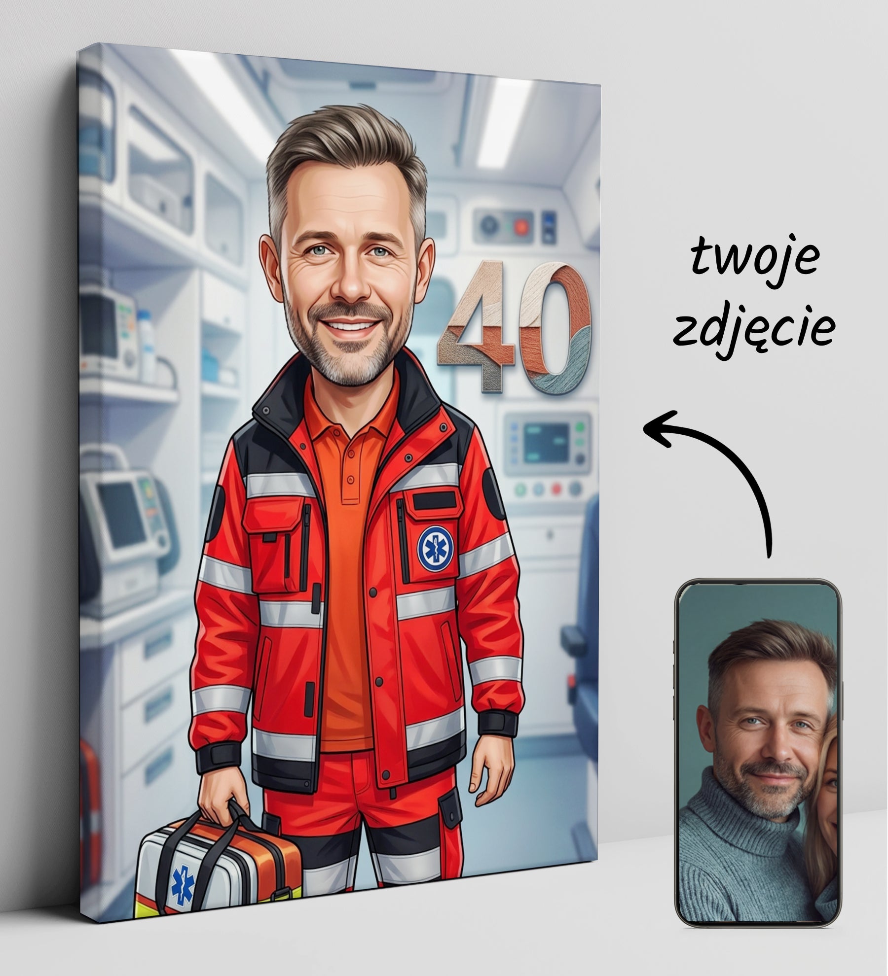 Karykatura ratownik medyczny na 40 Urodziny - Personalizowany Prezent glowne