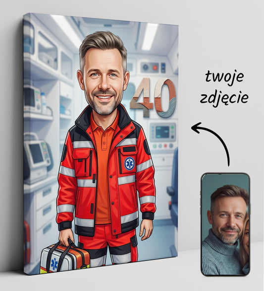 Karykatura ratownik medyczny na 40 Urodziny - Personalizowany Prezent glowne