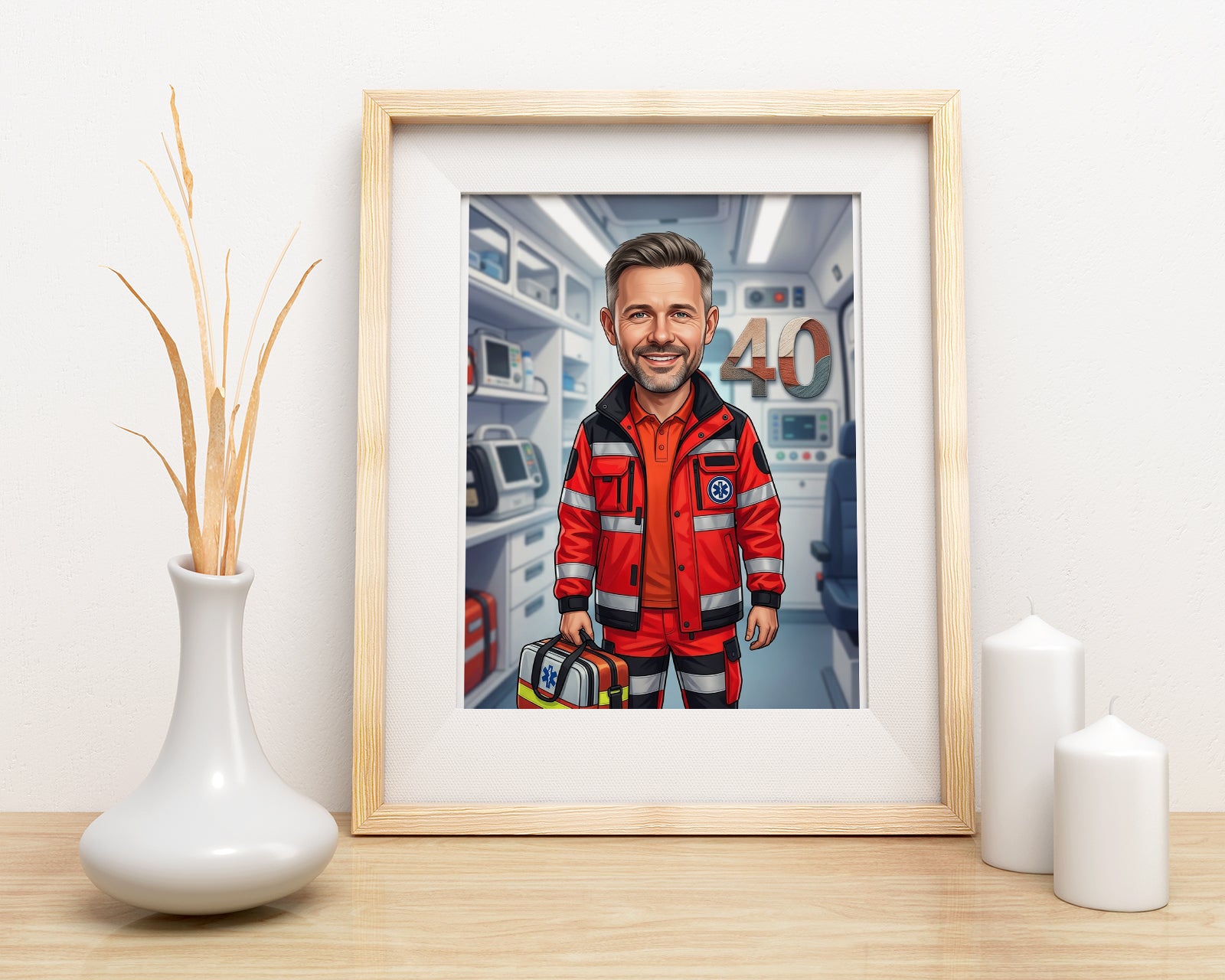 Karykatura ratownik medyczny na 40 Urodziny - Personalizowany Prezent mockup 3