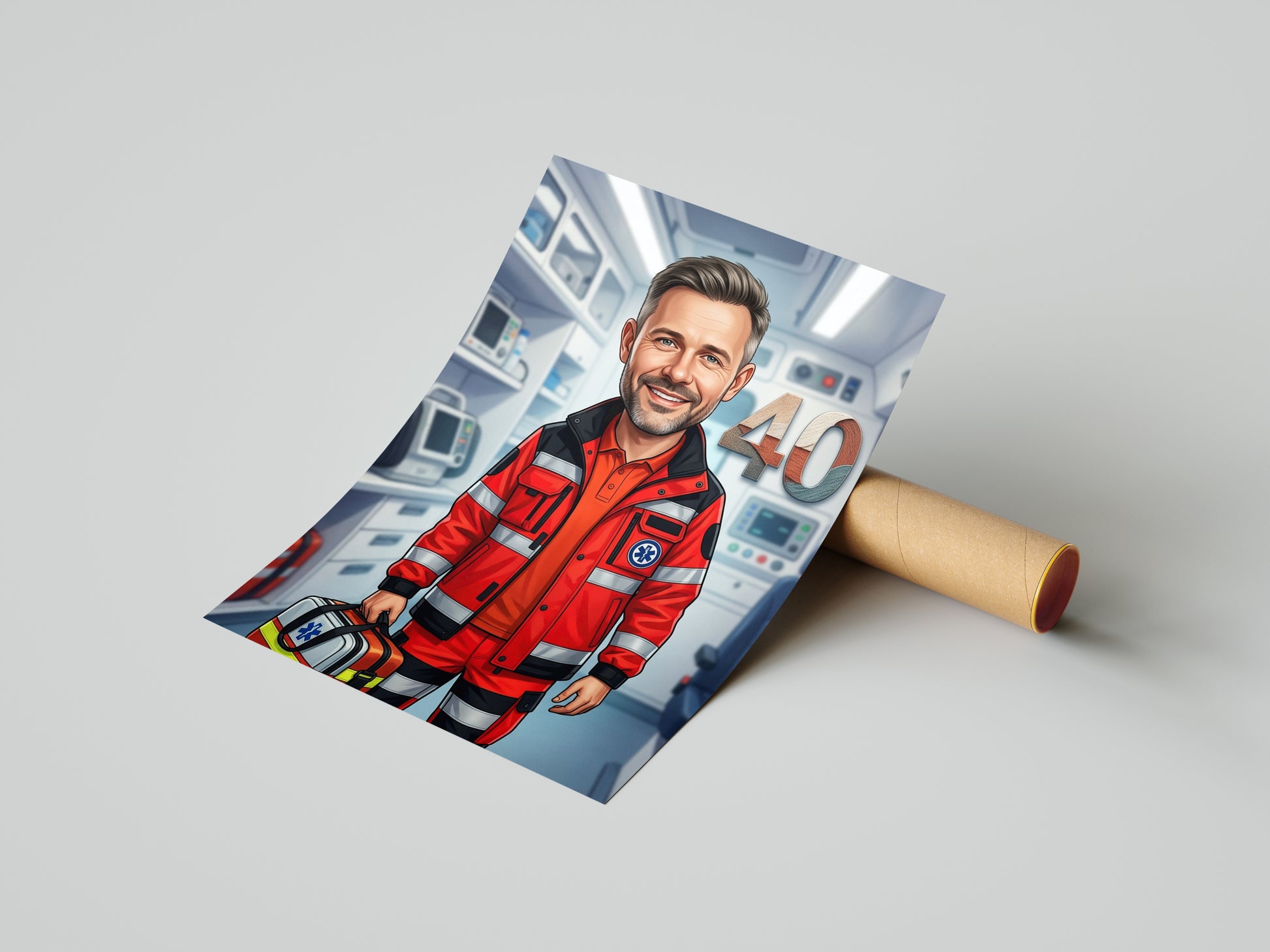 Karykatura ratownik medyczny na 40 Urodziny - Personalizowany Prezent mockup 4