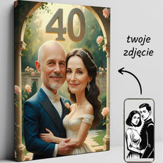 Karykatura portret na płótnie z okazji 40-lecia Małżeństwa Kwaśniewski