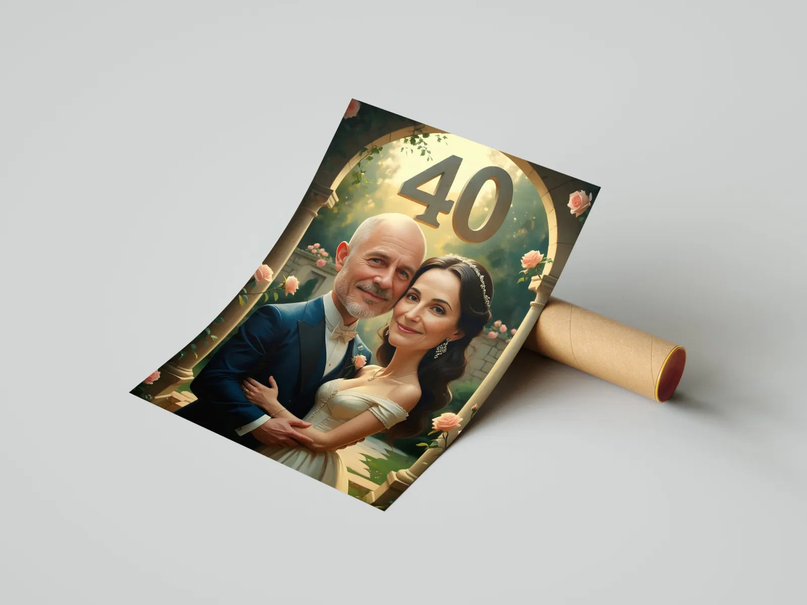 Plakat na rocznicę 40-lecia małżeństwa z parą, produkt Karykatura Rocznicowa