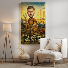 Karykatura rolnika na 40 urodziny ze zdjęcia mockup 2