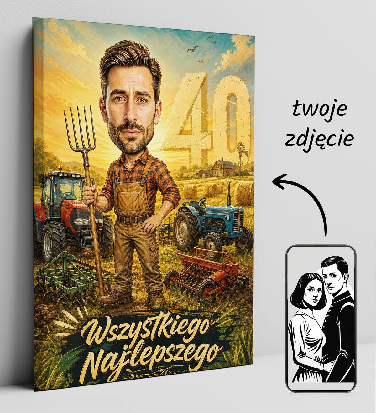 Karykatura rolnika na 40 urodziny ze zdjęcia glowne