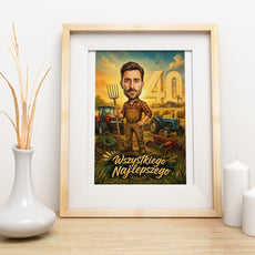 Karykatura rolnika na 40 urodziny ze zdjęcia mockup 3