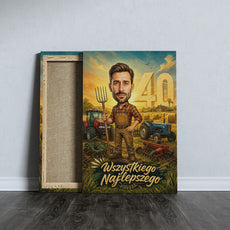 Karykatura rolnika na 40 urodziny ze zdjęcia mockup 5
