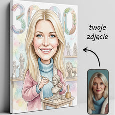 Karykatura rzeźbiarka na 40 urodziny – personalizowany prezent glowne