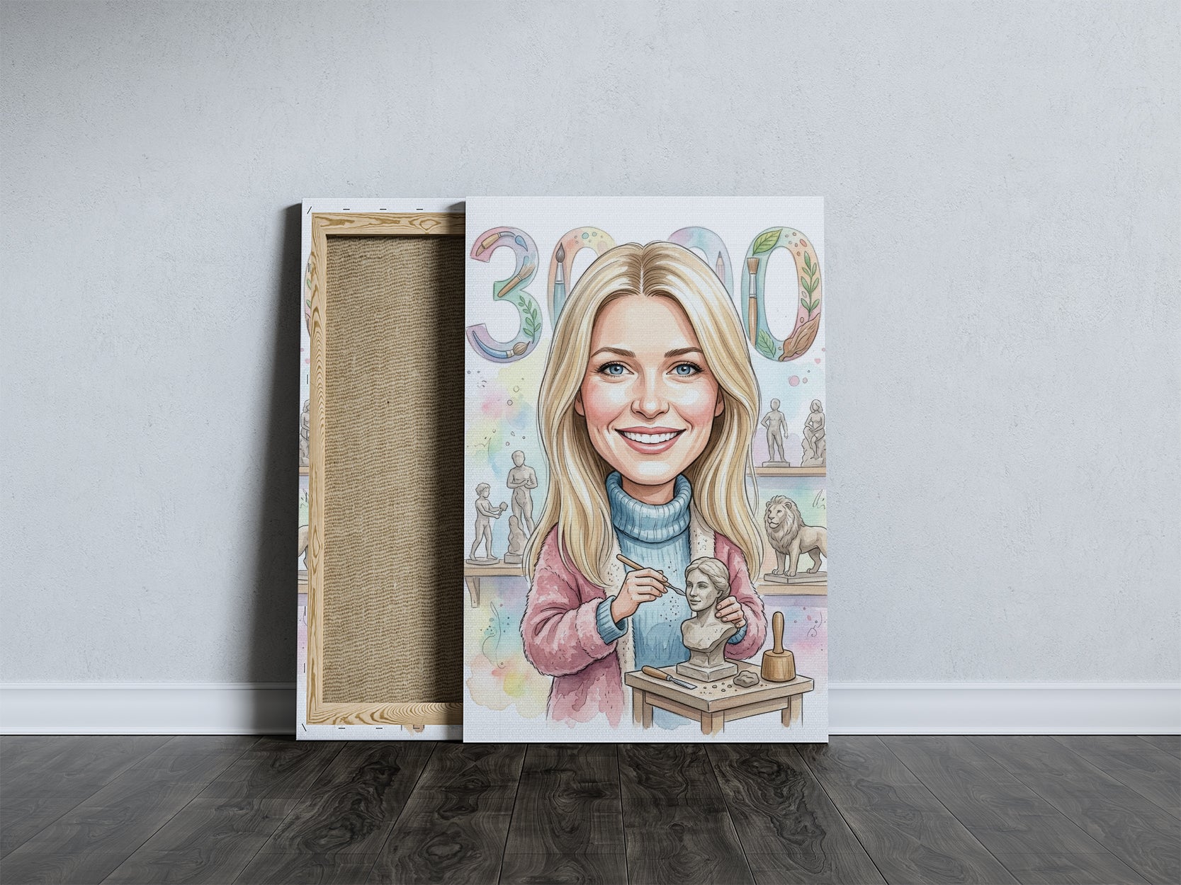 Karykatura rzeźbiarka na 40 urodziny – personalizowany prezent mockup 5