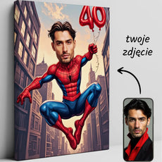 Spersonalizowana kanwa z postacią Spider-Man i Twoją twarzą, idealny prezent urodzinowy