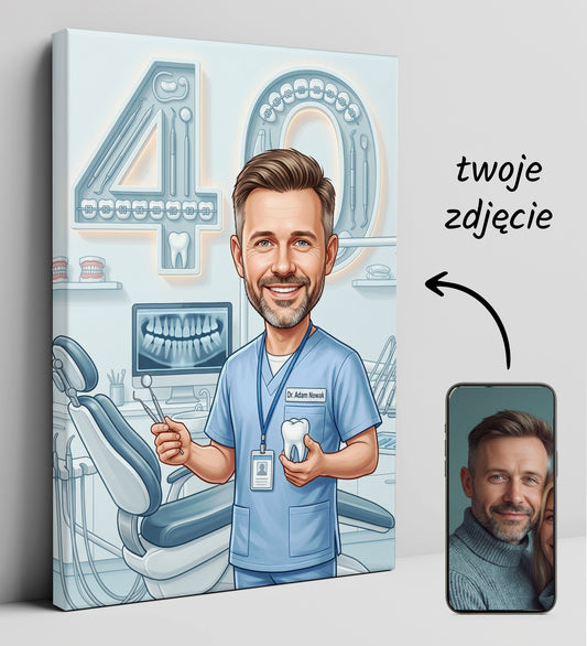 Karykatura stomatolog na 40 Urodziny - Personalizowany Prezent glowne