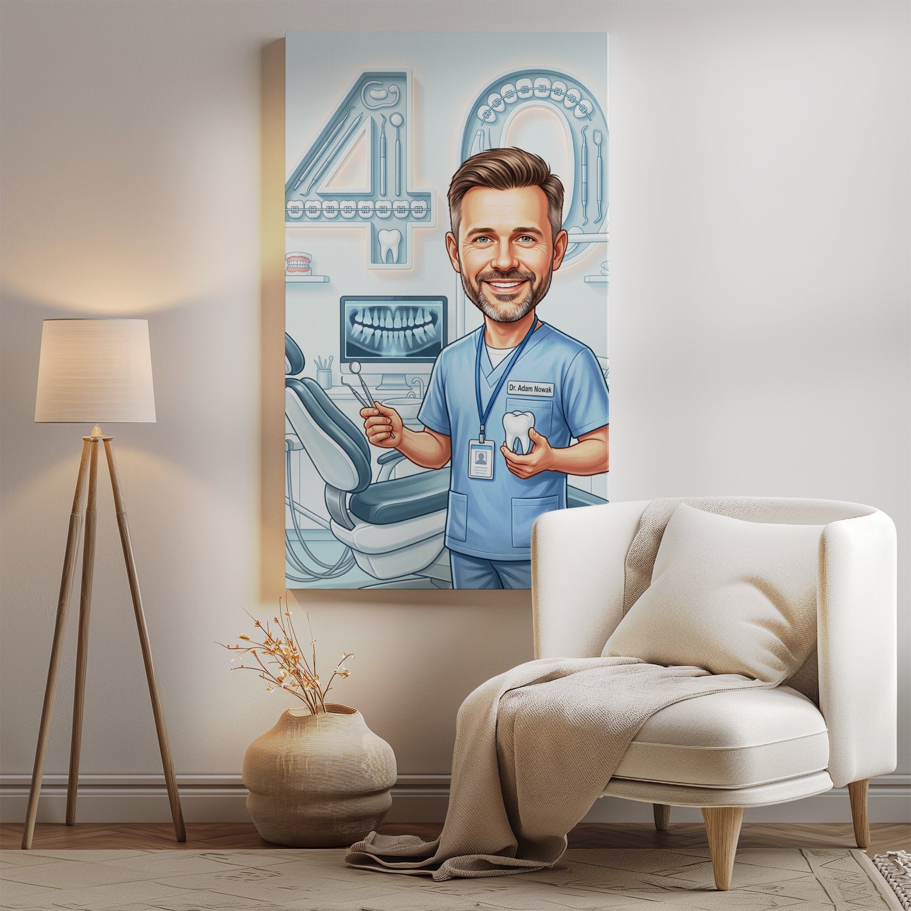Karykatura stomatolog na 40 Urodziny - Personalizowany Prezent mockup 2