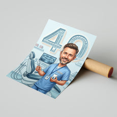 Karykatura stomatolog na 40 Urodziny - Personalizowany Prezent mockup 4