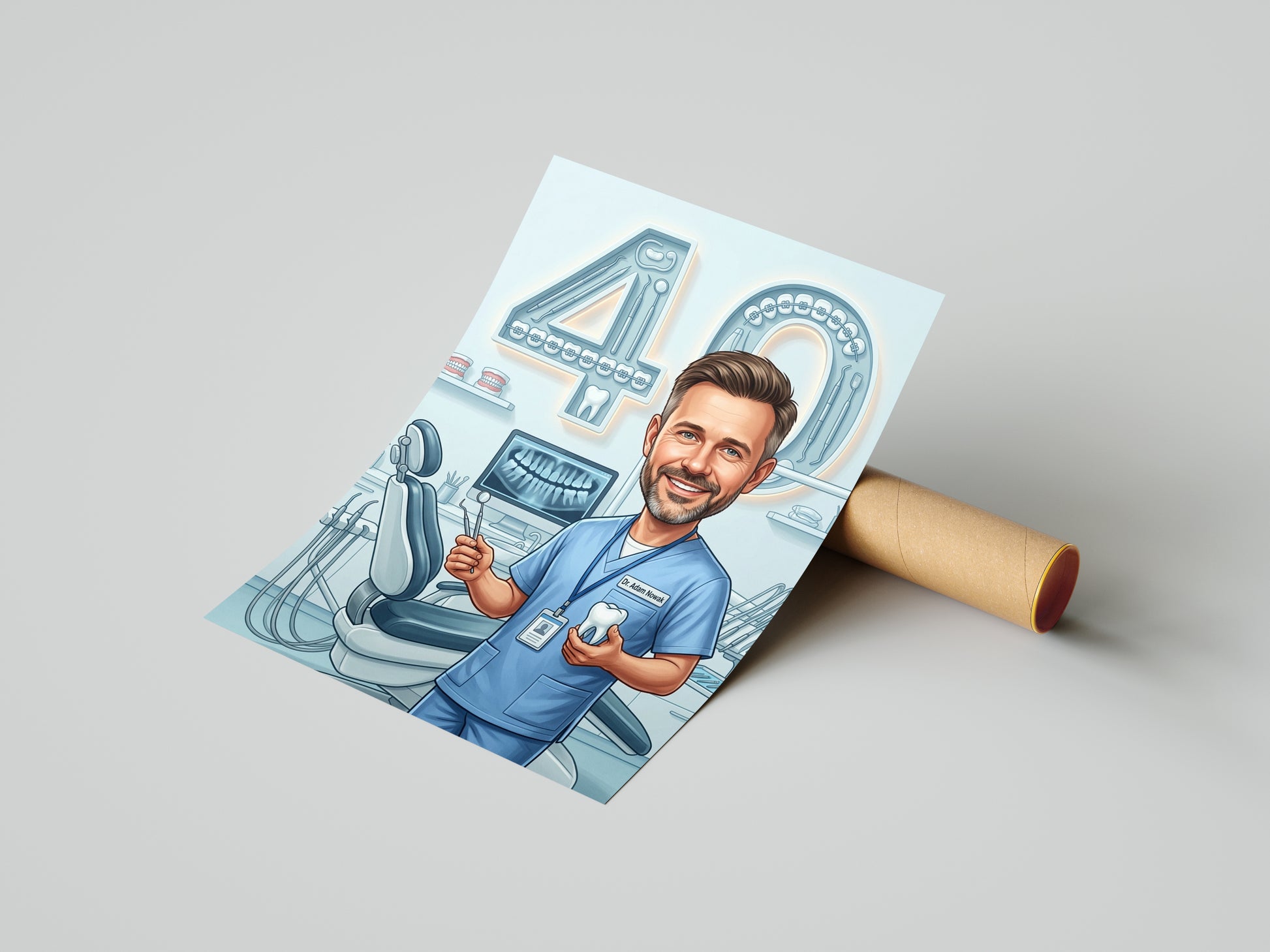 Karykatura stomatolog na 40 Urodziny - Personalizowany Prezent mockup 4