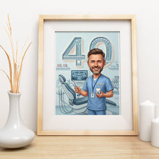 Karykatura stomatolog na 40 Urodziny - Personalizowany Prezent mockup 3