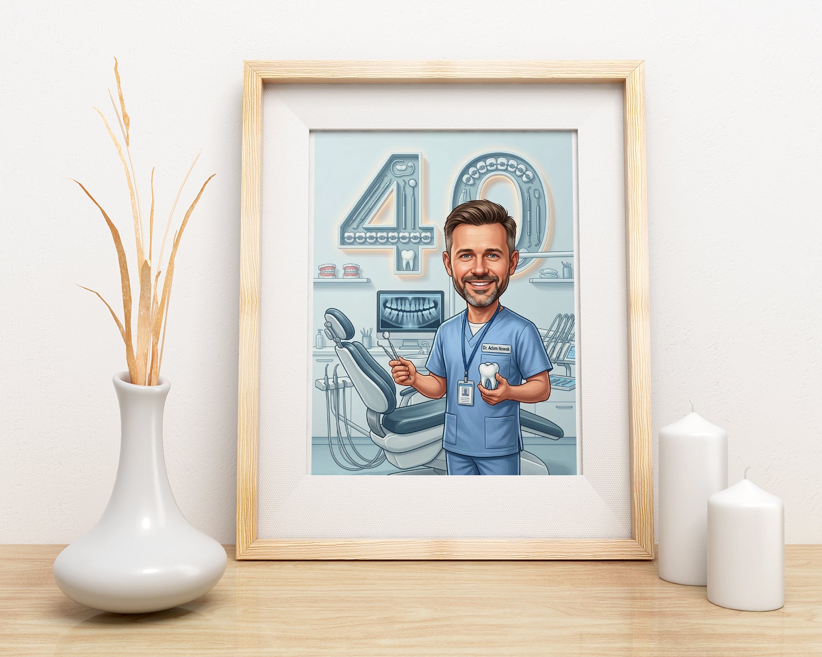 Karykatura stomatolog na 40 Urodziny - Personalizowany Prezent mockup 3