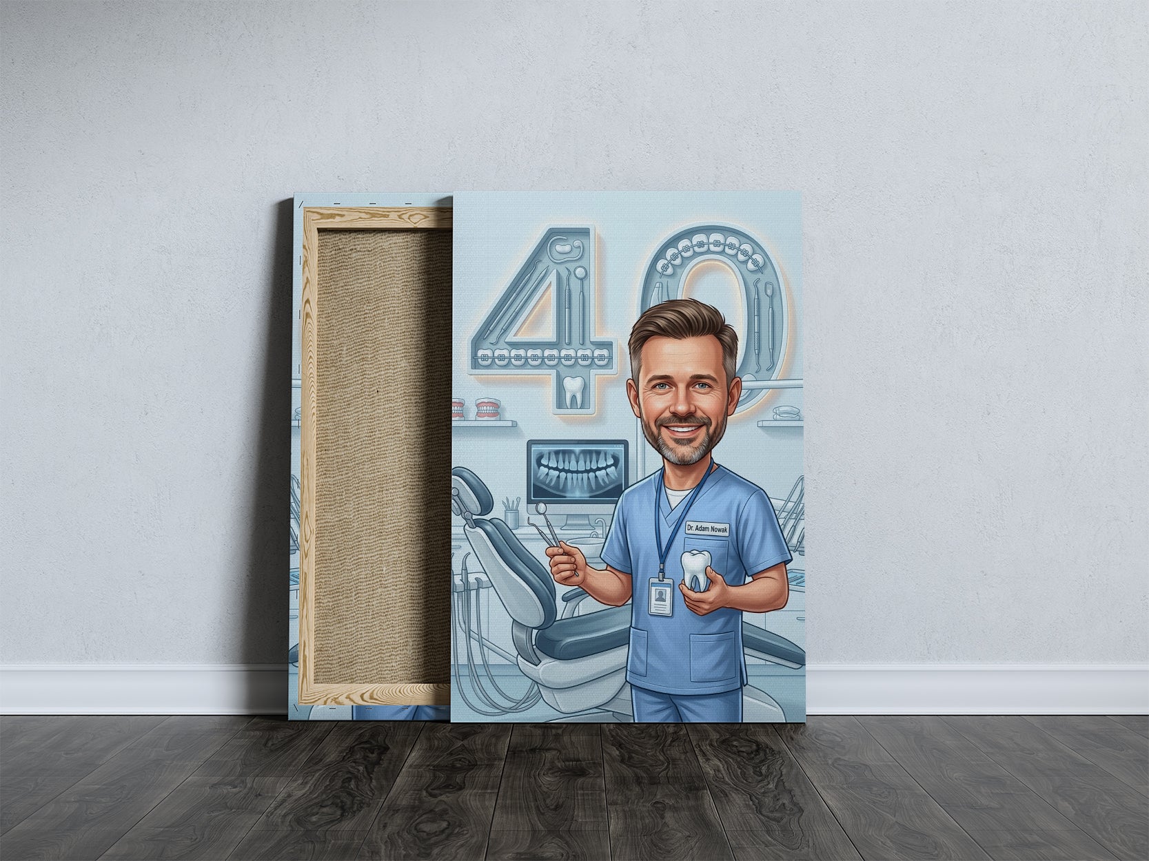 Karykatura stomatolog na 40 Urodziny - Personalizowany Prezent mockup 5