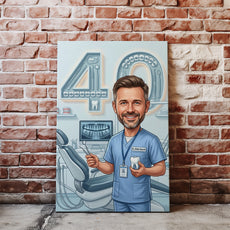 Karykatura stomatolog na 40 Urodziny - Personalizowany Prezent nacegle