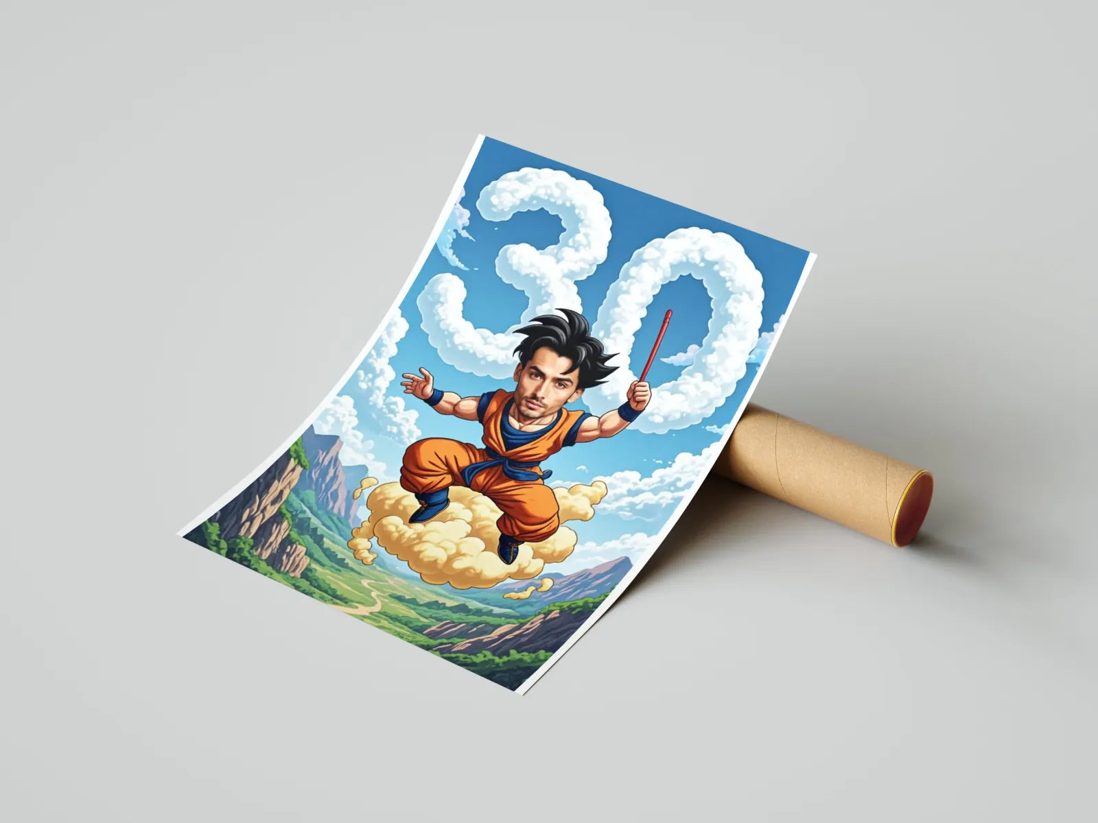 Kreskówkowy plakat urodzinowy z motywem Dragon Ball dla fana anime