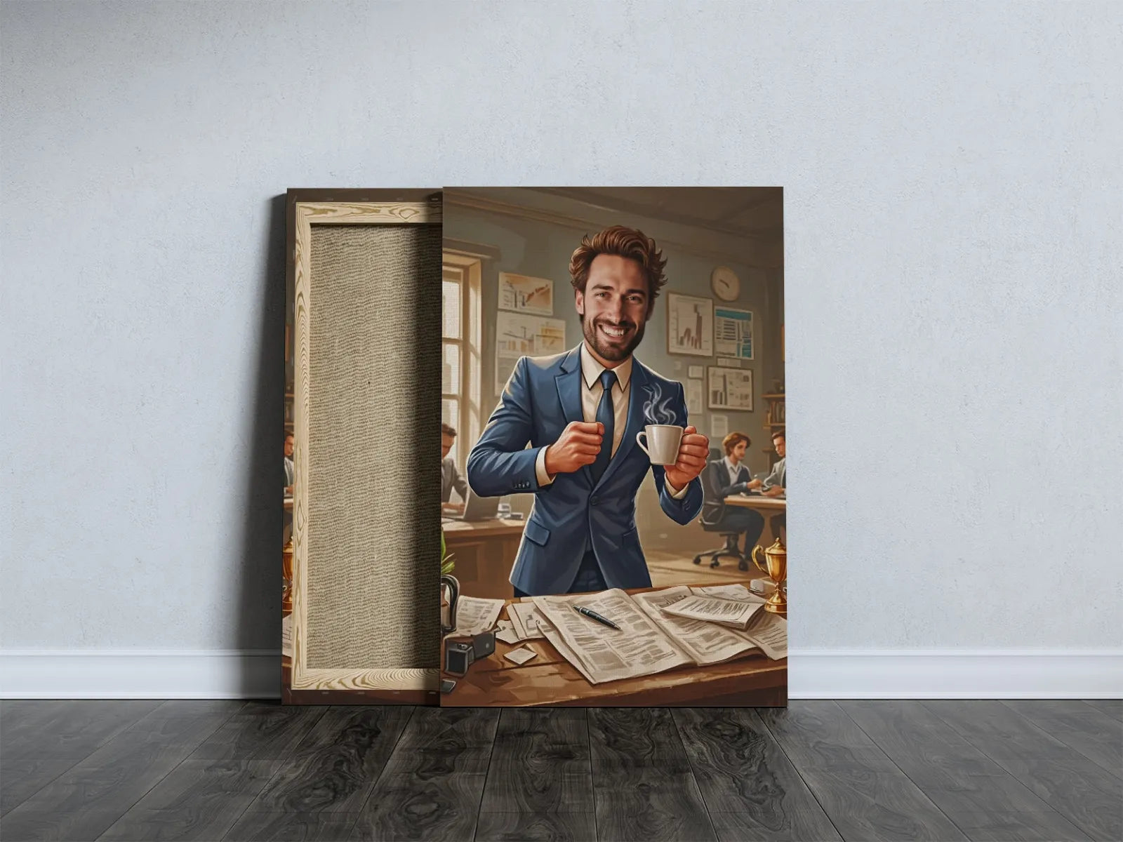 Canvas print of a smiling businessman in Karykatura Szefa original gift