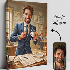 Canvas print z personalizowanym zdjęciem w Karykatura Szefa oryginalnym prezencie
