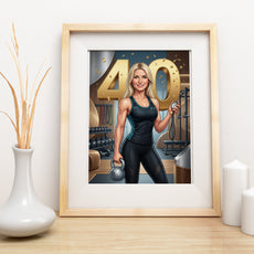 Karykatura trenerki personalnej na 40 urodziny - personalizowany mockup 3