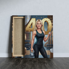 Karykatura trenerki personalnej na 40 urodziny - personalizowany mockup 5