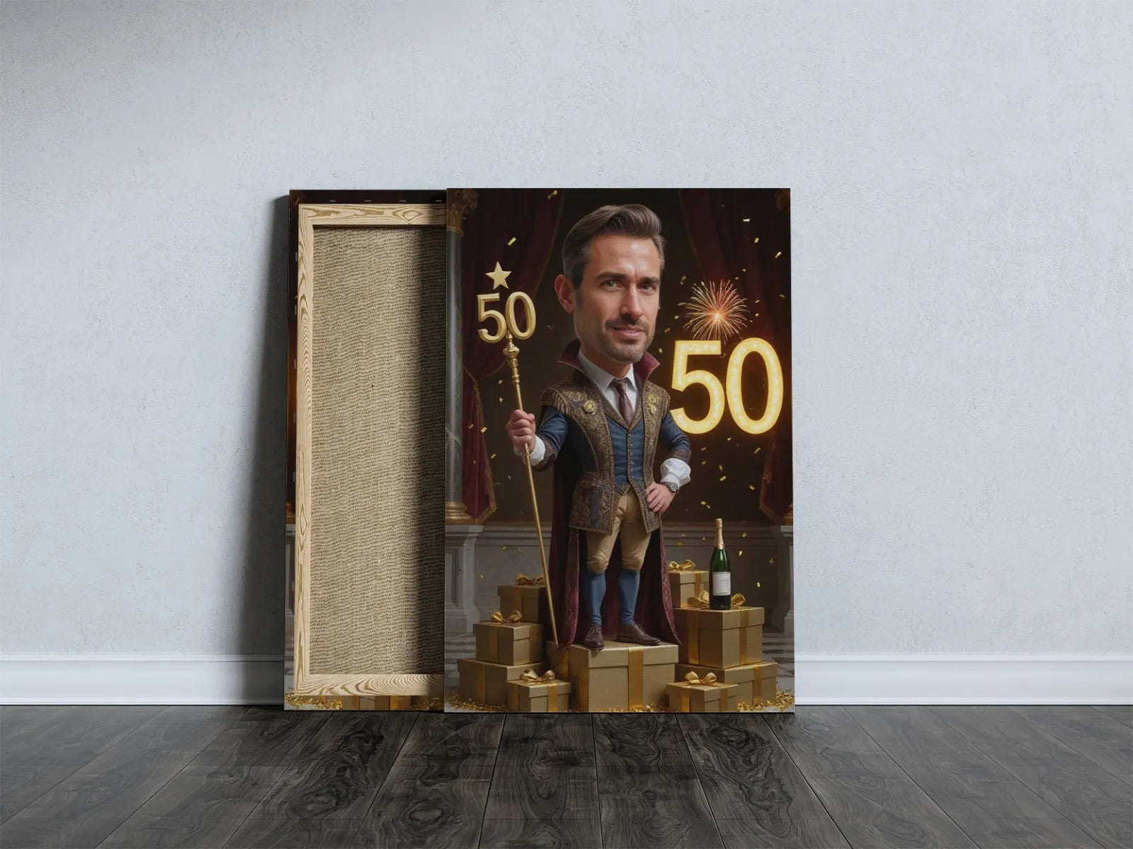Canvas print caricature for a man’s birthday celebration