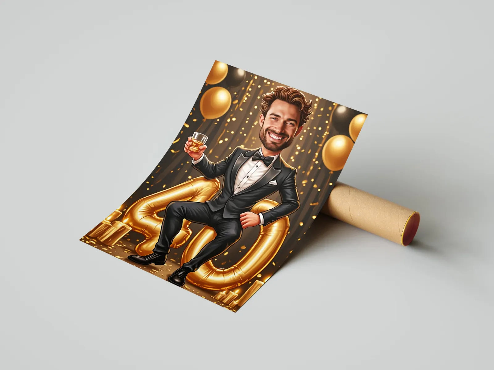 Caricature birthday poster for men, personalized gift idea