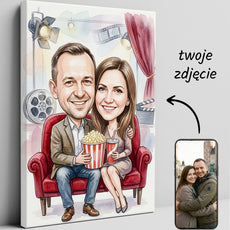 Karykatura personalizowana ze zdjęcia dla pary w kinie glowne