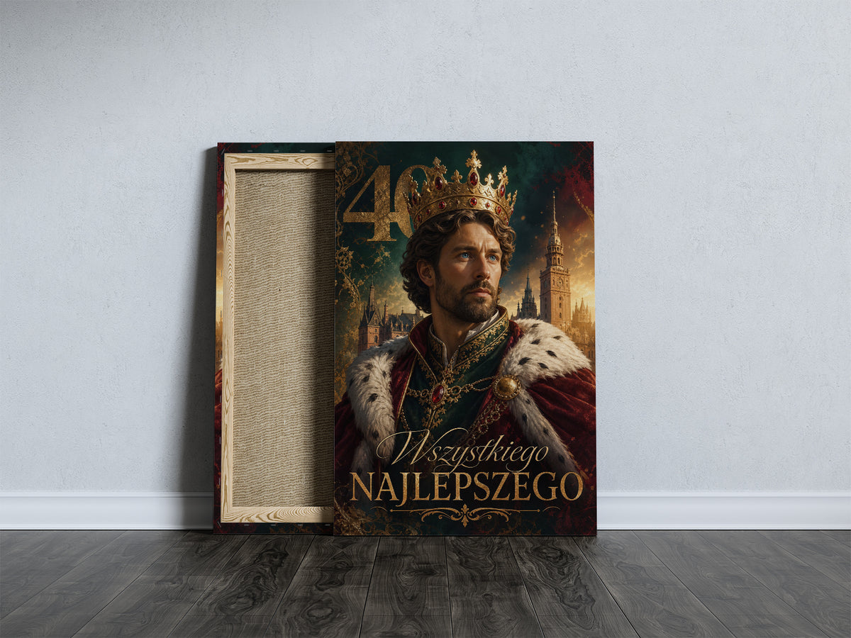 Karykatura ze zdjęcia na 40 urodziny – królewski portret mockup 11