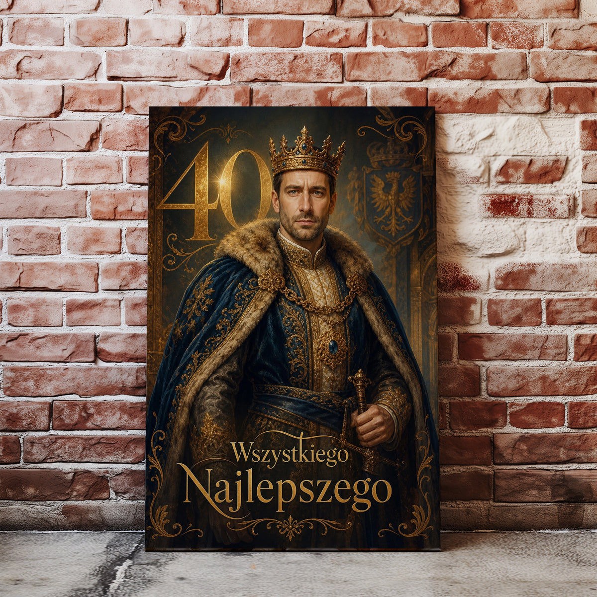 Karykatura ze zdjęcia na 40 urodziny – królewski portret mockup 2