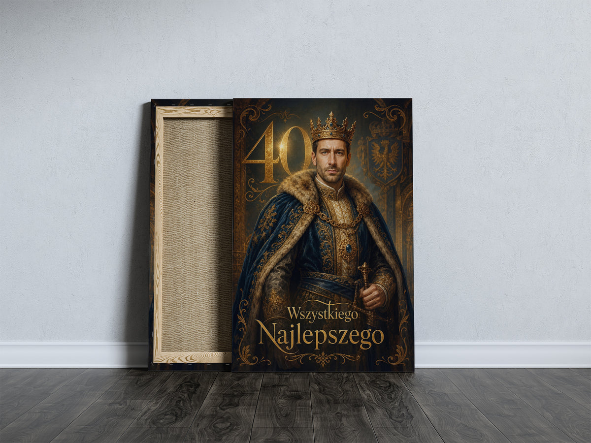 Karykatura ze zdjęcia na 40 urodziny – królewski portret mockup 7